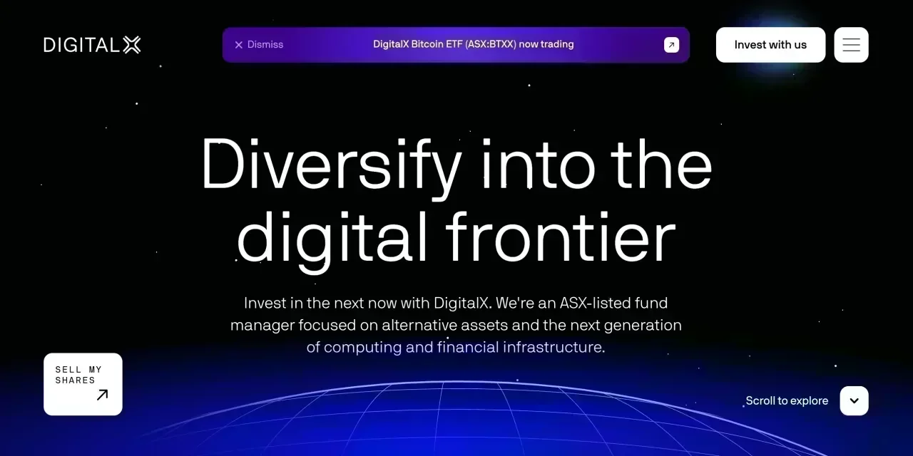 DigitalX - Blockchain-based fintech platform for digital asset management, cryptocurrency trading, and DeFi solutions.