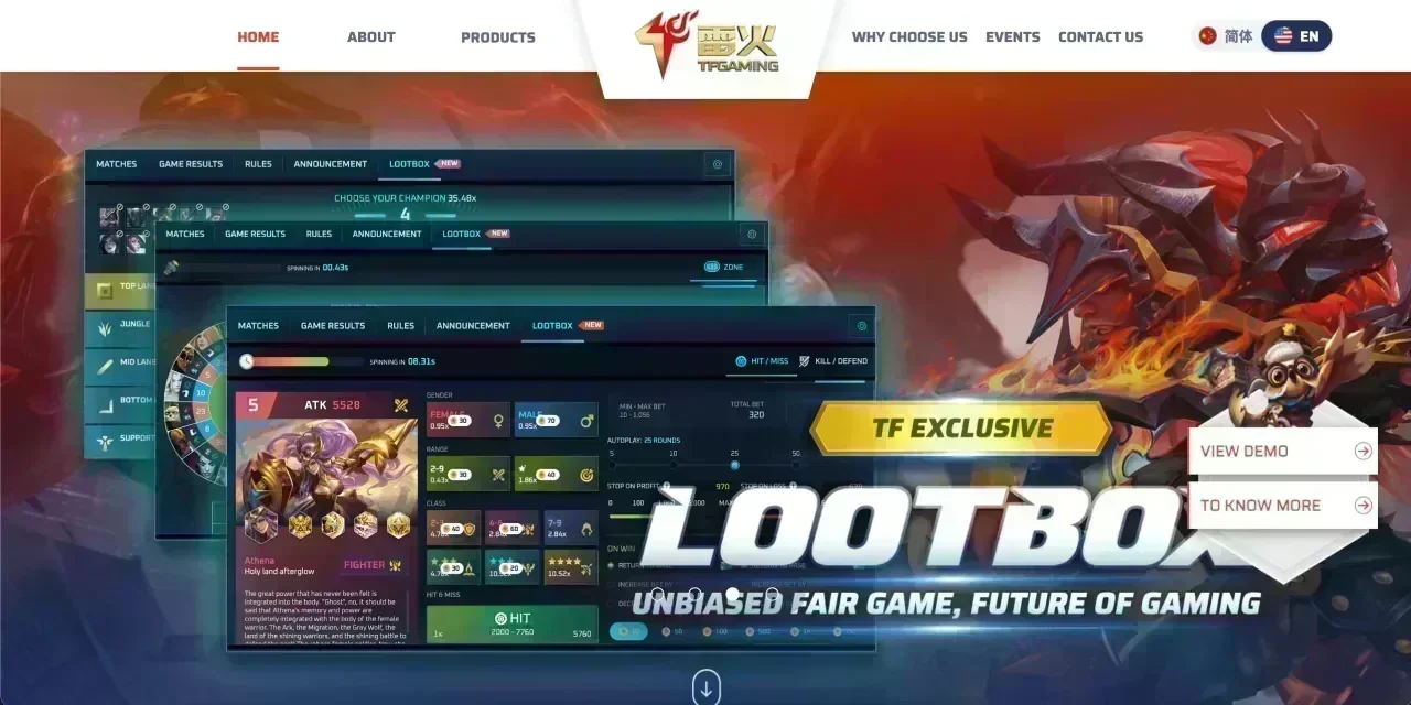 TFGaming - Gaming platform with modern UI/UX and interactive features